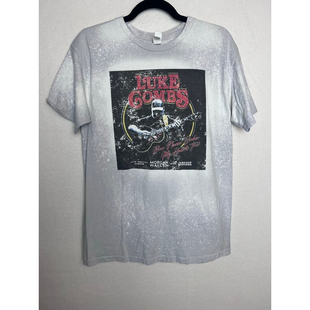 Luke Combs Gray Short Sleeve T-Shirt Splatter Print Tultex Size Medium